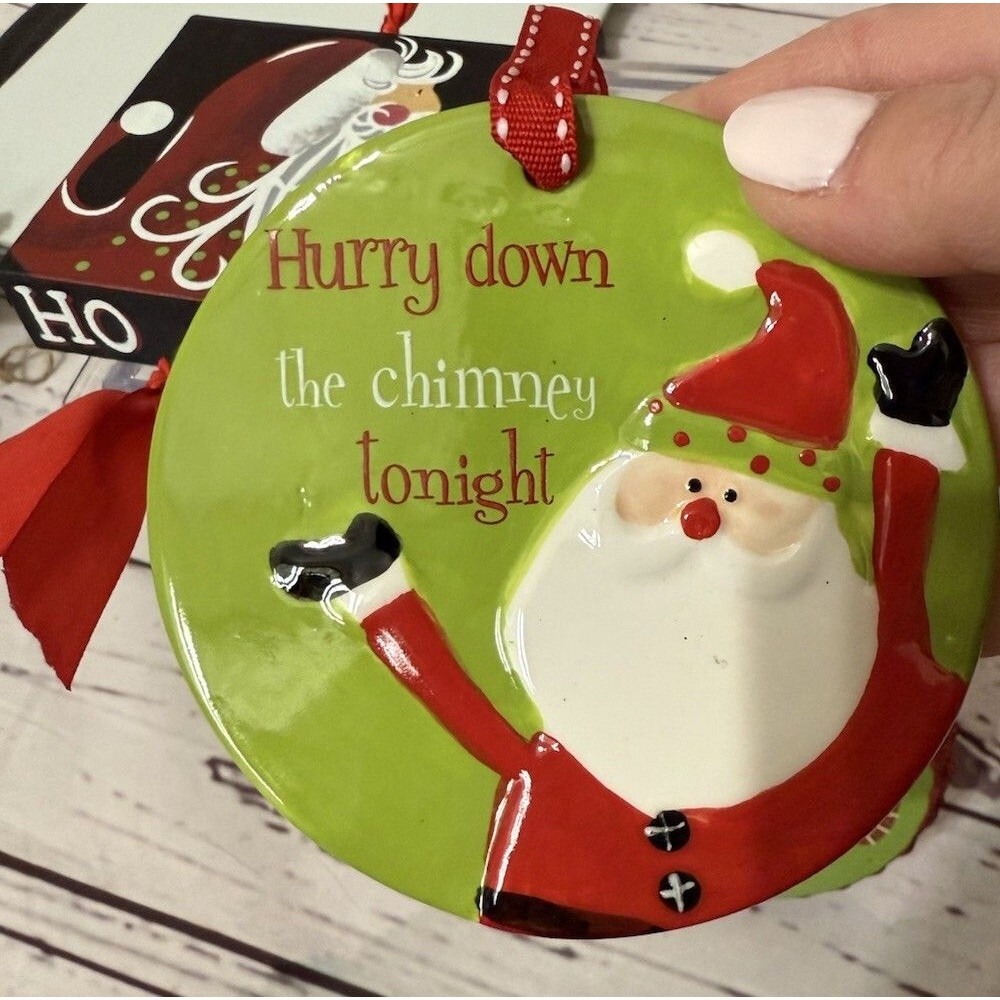 Lot Of 4 VTG Large Christmas Ornaments Santa Theme - Picture 4 of 8